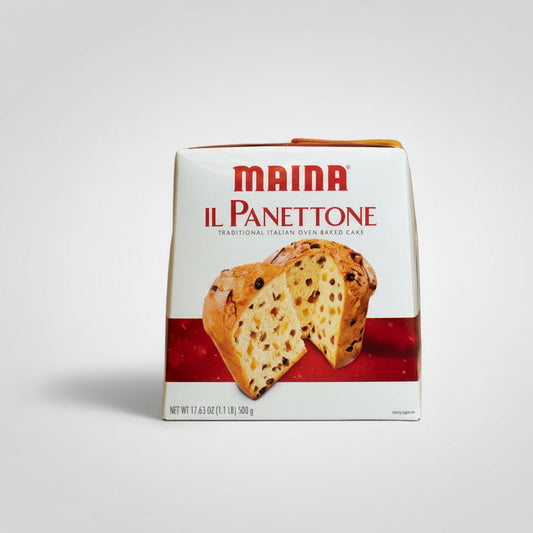 Box of Maina Il Panettone on a white background
