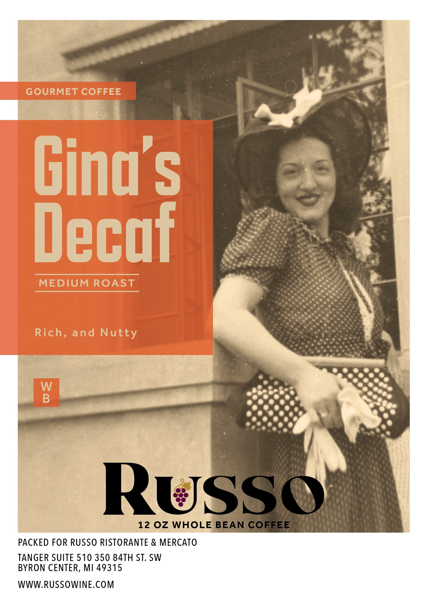 Russo Gina's Decaf Coffee 12oz